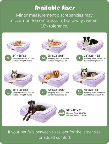 Orthopedic Dog Bed with Sides - Dog Sofa Beds for Medium Dogs, Supportive Foam Pet Couch Bed with Washable Removable Cover, Waterproof Lining and Non-Slip Bottom, Grey - M