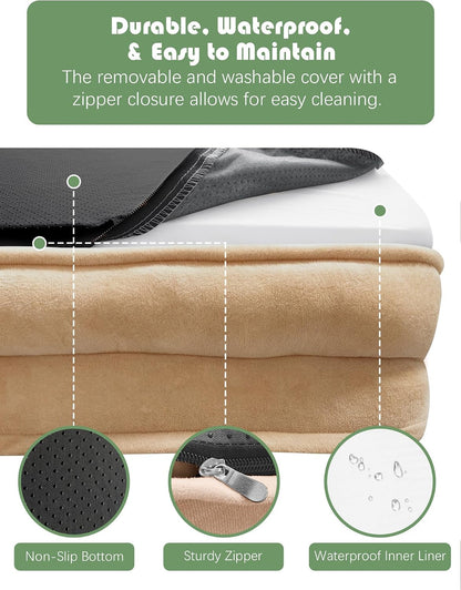 Orthopedic Dog Bed with Sides - Dog Sofa Beds for Medium Dogs, Supportive Foam Pet Couch Bed with Washable Removable Cover, Waterproof Lining and Non-Slip Bottom, Grey - M