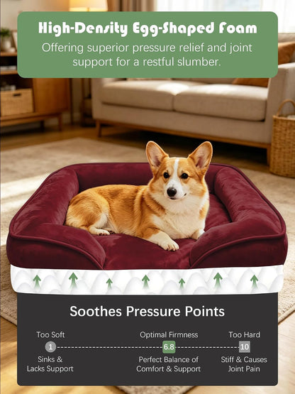 Orthopedic Dog Bed with Sides - Dog Sofa Beds for Medium Dogs, Supportive Foam Pet Couch Bed with Washable Removable Cover, Waterproof Lining and Non-Slip Bottom, Grey - M