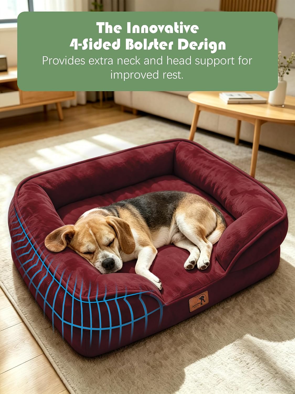 Orthopedic Dog Bed with Sides - Dog Sofa Beds for Medium Dogs, Supportive Foam Pet Couch Bed with Washable Removable Cover, Waterproof Lining and Non-Slip Bottom, Grey - M