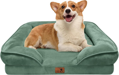 Orthopedic Dog Bed with Sides - Dog Sofa Beds for Medium Dogs, Supportive Foam Pet Couch Bed with Washable Removable Cover, Waterproof Lining and Non-Slip Bottom, Grey - M