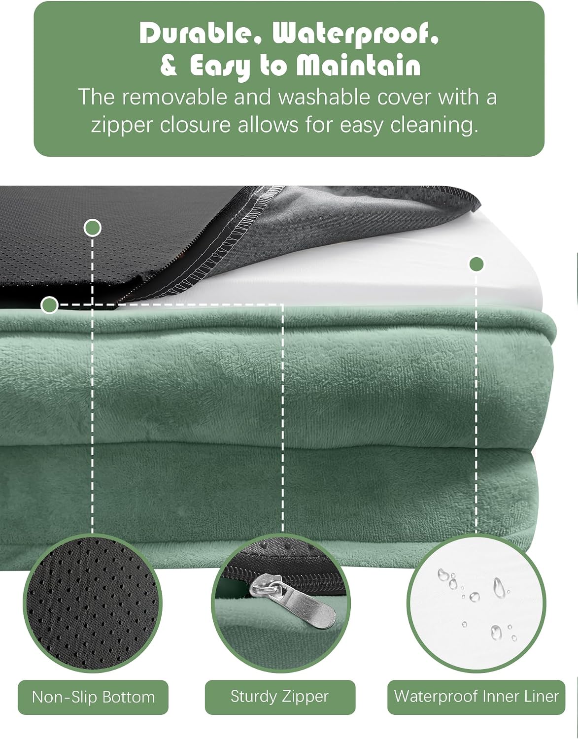 Orthopedic Dog Bed with Sides - Dog Sofa Beds for Medium Dogs, Supportive Foam Pet Couch Bed with Washable Removable Cover, Waterproof Lining and Non-Slip Bottom, Grey - M