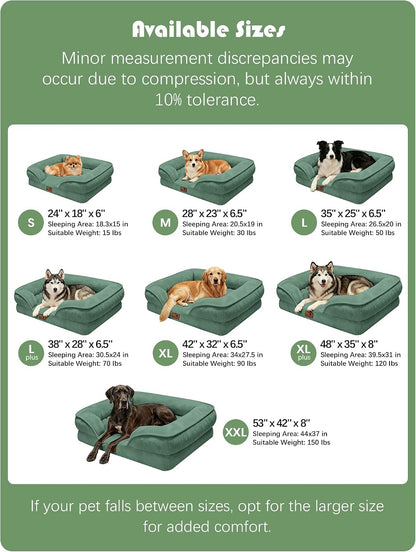 Orthopedic Dog Bed with Sides - Dog Sofa Beds for Medium Dogs, Supportive Foam Pet Couch Bed with Washable Removable Cover, Waterproof Lining and Non-Slip Bottom, Grey - M