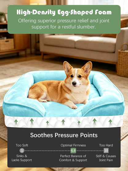 Orthopedic Dog Bed with Sides - Dog Sofa Beds for Medium Dogs, Supportive Foam Pet Couch Bed with Washable Removable Cover, Waterproof Lining and Non-Slip Bottom, Grey - M