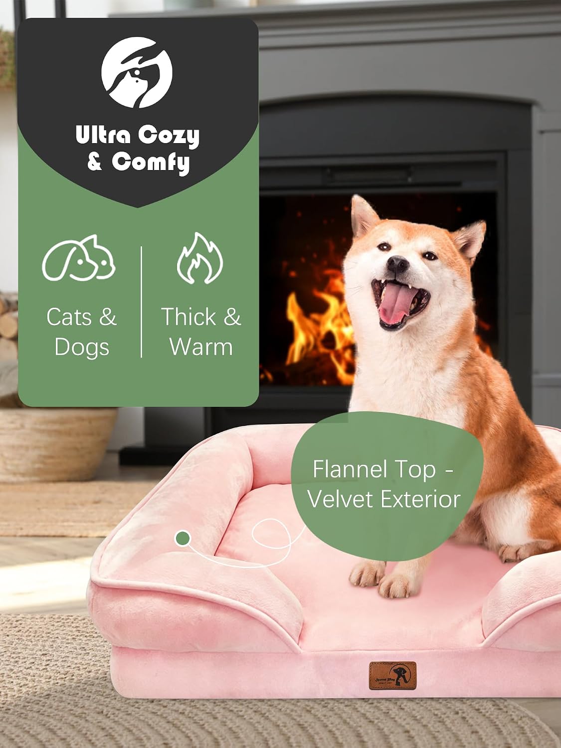 Orthopedic Dog Bed with Sides - Dog Sofa Beds for Medium Dogs, Supportive Foam Pet Couch Bed with Washable Removable Cover, Waterproof Lining and Non-Slip Bottom, Grey - M