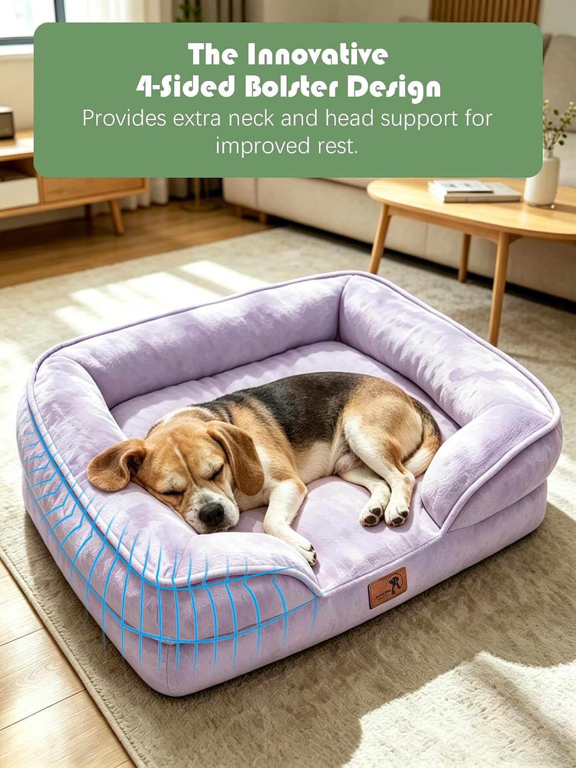 Orthopedic Dog Bed with Sides - Dog Sofa Beds for Medium Dogs, Supportive Foam Pet Couch Bed with Washable Removable Cover, Waterproof Lining and Non-Slip Bottom, Grey - M