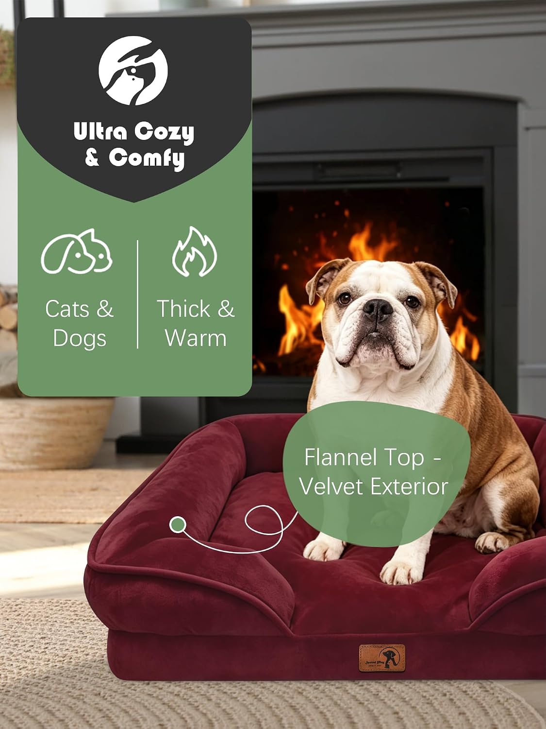 Orthopedic Dog Bed with Sides - Dog Sofa Beds for Medium Dogs, Supportive Foam Pet Couch Bed with Washable Removable Cover, Waterproof Lining and Non-Slip Bottom, Grey - M
