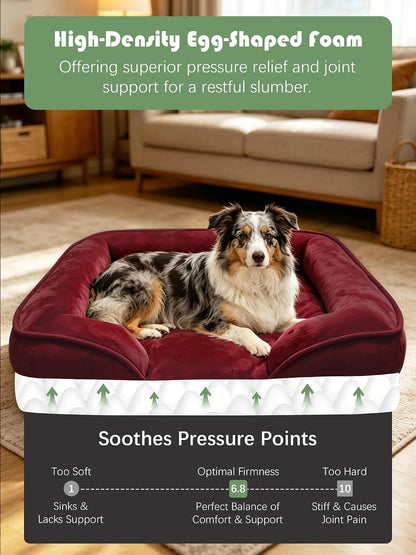 Orthopedic Dog Bed with Sides - Dog Sofa Beds for Medium Dogs, Supportive Foam Pet Couch Bed with Washable Removable Cover, Waterproof Lining and Non-Slip Bottom, Grey - M