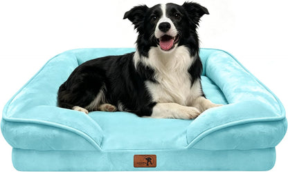Orthopedic Dog Bed with Sides - Dog Sofa Beds for Medium Dogs, Supportive Foam Pet Couch Bed with Washable Removable Cover, Waterproof Lining and Non-Slip Bottom, Grey - M