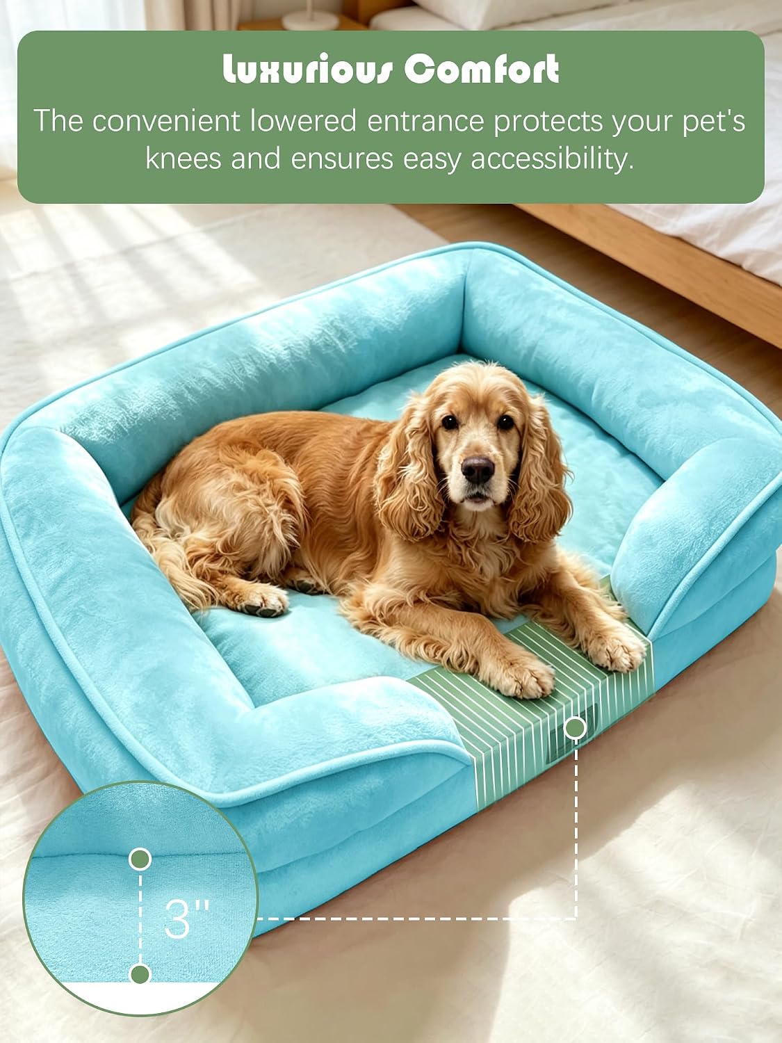 Orthopedic Dog Bed with Sides - Dog Sofa Beds for Medium Dogs, Supportive Foam Pet Couch Bed with Washable Removable Cover, Waterproof Lining and Non-Slip Bottom, Grey - M