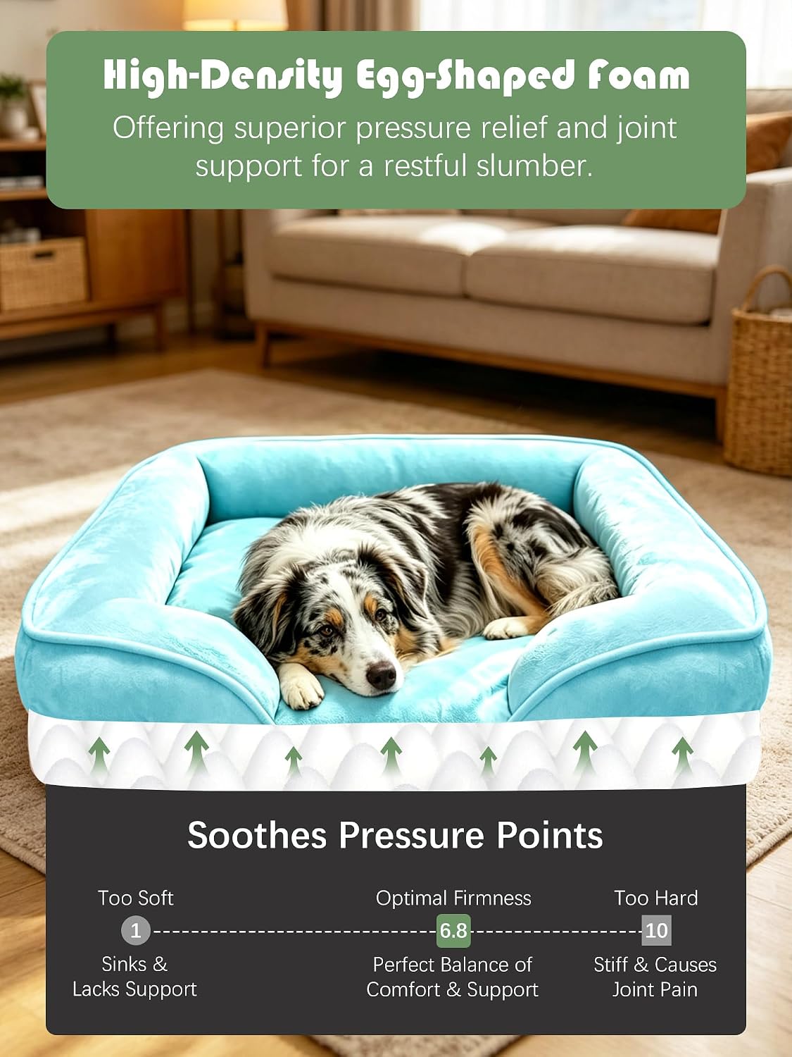 Orthopedic Dog Bed with Sides - Dog Sofa Beds for Medium Dogs, Supportive Foam Pet Couch Bed with Washable Removable Cover, Waterproof Lining and Non-Slip Bottom, Grey - M