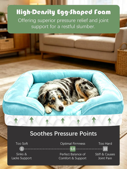 Orthopedic Dog Bed with Sides - Dog Sofa Beds for Medium Dogs, Supportive Foam Pet Couch Bed with Washable Removable Cover, Waterproof Lining and Non-Slip Bottom, Grey - M