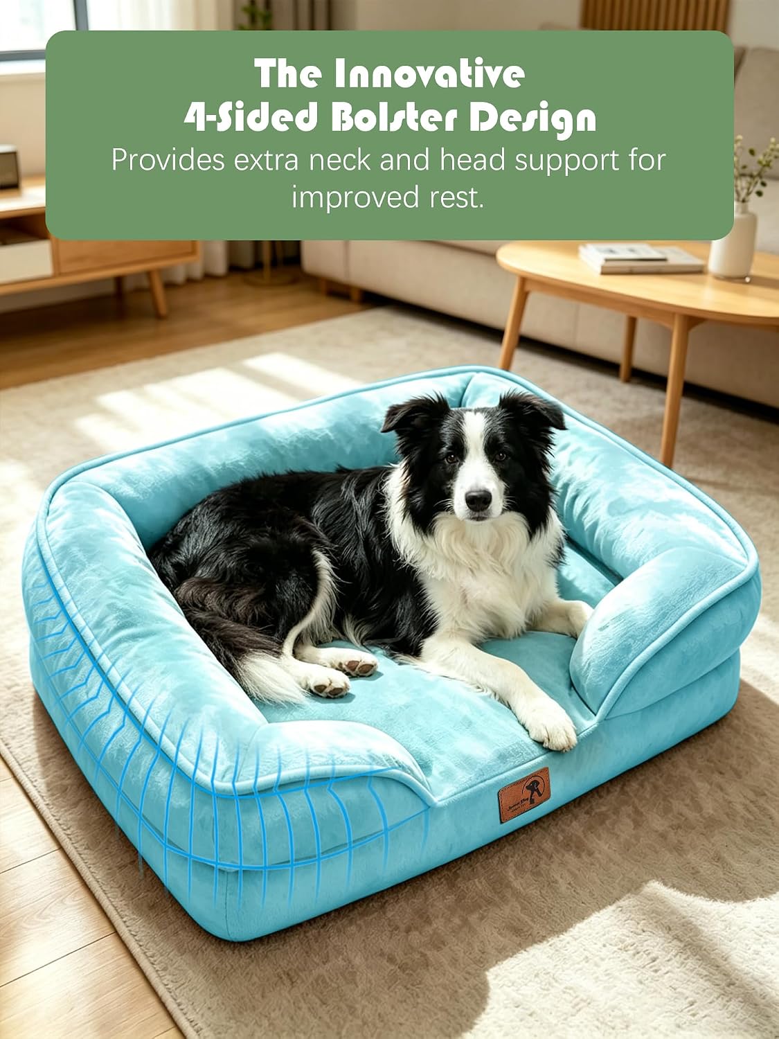 Orthopedic Dog Bed with Sides - Dog Sofa Beds for Medium Dogs, Supportive Foam Pet Couch Bed with Washable Removable Cover, Waterproof Lining and Non-Slip Bottom, Grey - M