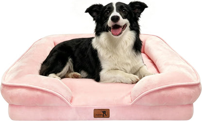 Orthopedic Dog Bed with Sides - Dog Sofa Beds for Medium Dogs, Supportive Foam Pet Couch Bed with Washable Removable Cover, Waterproof Lining and Non-Slip Bottom, Grey - M