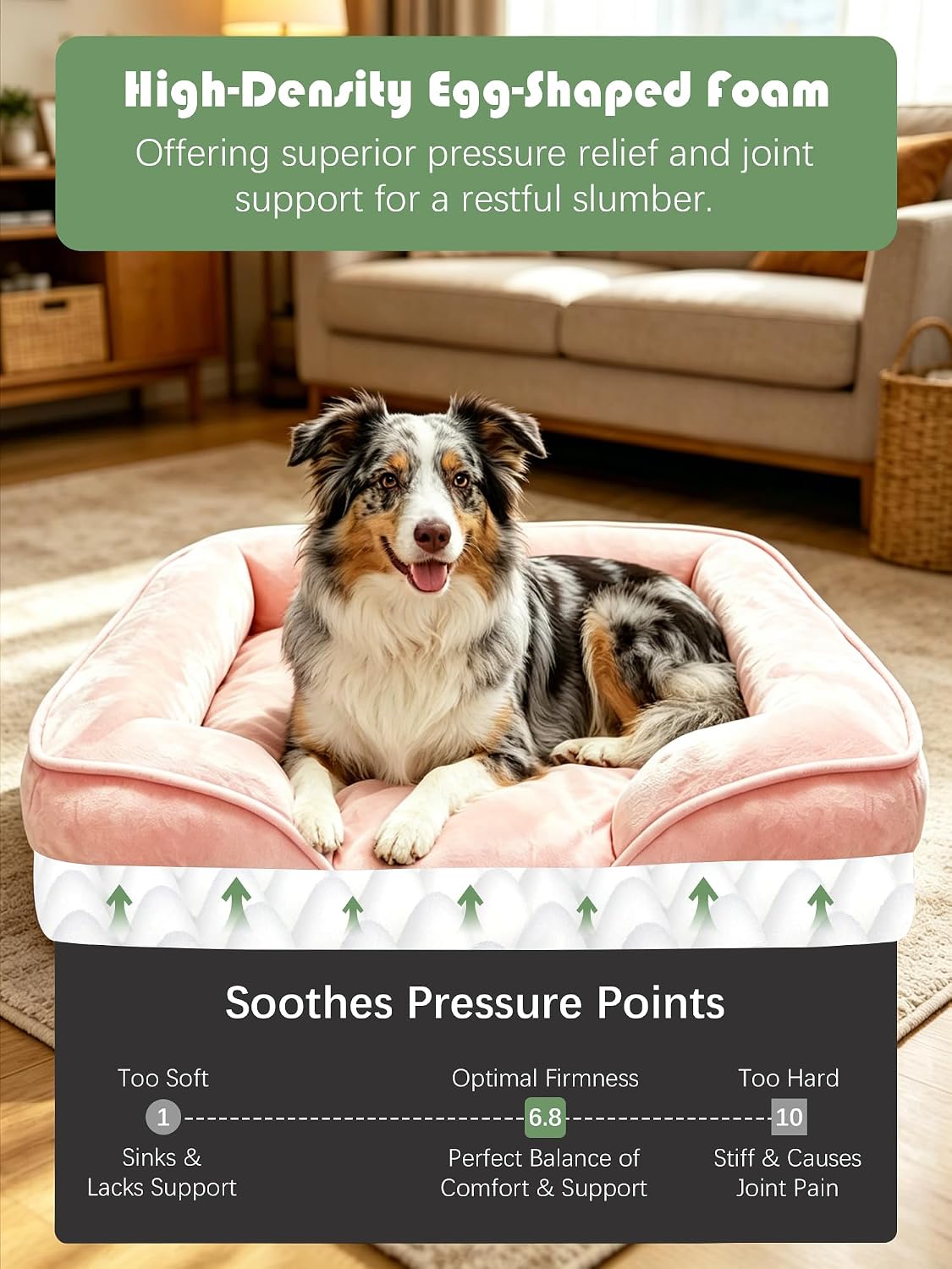 Orthopedic Dog Bed with Sides - Dog Sofa Beds for Medium Dogs, Supportive Foam Pet Couch Bed with Washable Removable Cover, Waterproof Lining and Non-Slip Bottom, Grey - M