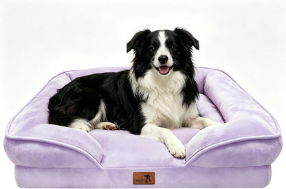 Orthopedic Dog Bed with Sides - Dog Sofa Beds for Medium Dogs, Supportive Foam Pet Couch Bed with Washable Removable Cover, Waterproof Lining and Non-Slip Bottom, Grey - M