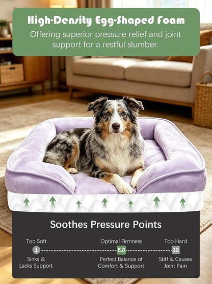 Orthopedic Dog Bed with Sides - Dog Sofa Beds for Medium Dogs, Supportive Foam Pet Couch Bed with Washable Removable Cover, Waterproof Lining and Non-Slip Bottom, Grey - M