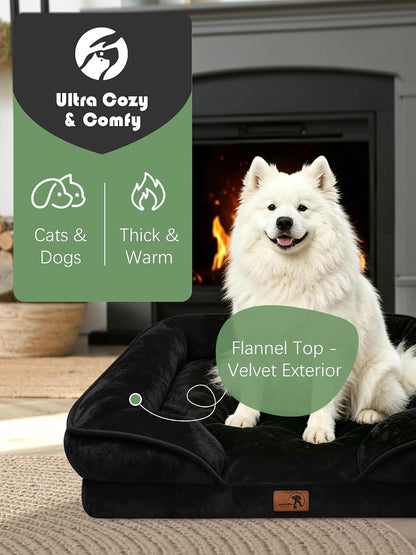 Orthopedic Dog Bed with Sides - Dog Sofa Beds for Medium Dogs, Supportive Foam Pet Couch Bed with Washable Removable Cover, Waterproof Lining and Non-Slip Bottom, Grey - M