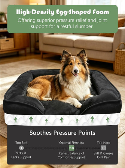 Orthopedic Dog Bed with Sides - Dog Sofa Beds for Medium Dogs, Supportive Foam Pet Couch Bed with Washable Removable Cover, Waterproof Lining and Non-Slip Bottom, Grey - M