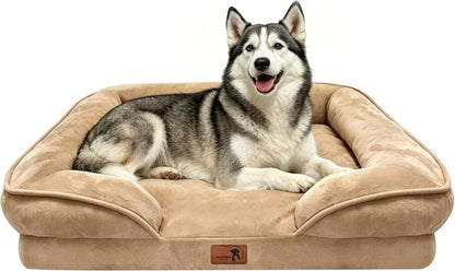 Orthopedic Dog Bed with Sides - Dog Sofa Beds for Medium Dogs, Supportive Foam Pet Couch Bed with Washable Removable Cover, Waterproof Lining and Non-Slip Bottom, Grey - M
