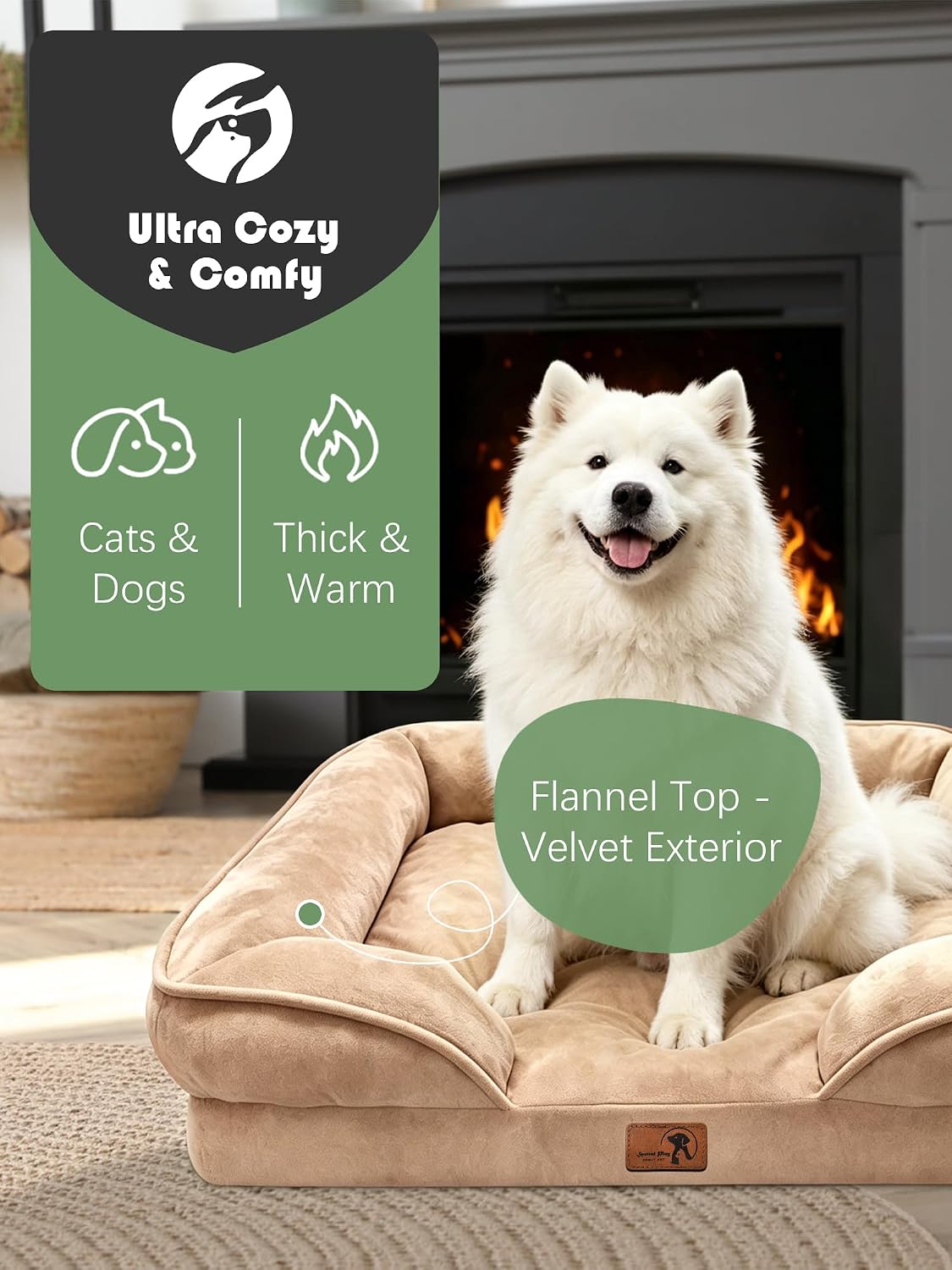 Orthopedic Dog Bed with Sides - Dog Sofa Beds for Medium Dogs, Supportive Foam Pet Couch Bed with Washable Removable Cover, Waterproof Lining and Non-Slip Bottom, Grey - M