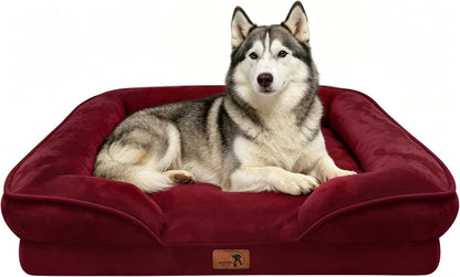 Orthopedic Dog Bed with Sides - Dog Sofa Beds for Medium Dogs, Supportive Foam Pet Couch Bed with Washable Removable Cover, Waterproof Lining and Non-Slip Bottom, Grey - M