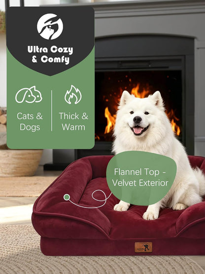 Orthopedic Dog Bed with Sides - Dog Sofa Beds for Medium Dogs, Supportive Foam Pet Couch Bed with Washable Removable Cover, Waterproof Lining and Non-Slip Bottom, Grey - M
