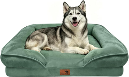 Orthopedic Dog Bed with Sides - Dog Sofa Beds for Medium Dogs, Supportive Foam Pet Couch Bed with Washable Removable Cover, Waterproof Lining and Non-Slip Bottom, Grey - M