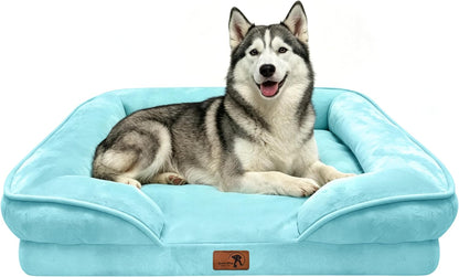 Orthopedic Dog Bed with Sides - Dog Sofa Beds for Medium Dogs, Supportive Foam Pet Couch Bed with Washable Removable Cover, Waterproof Lining and Non-Slip Bottom, Grey - M