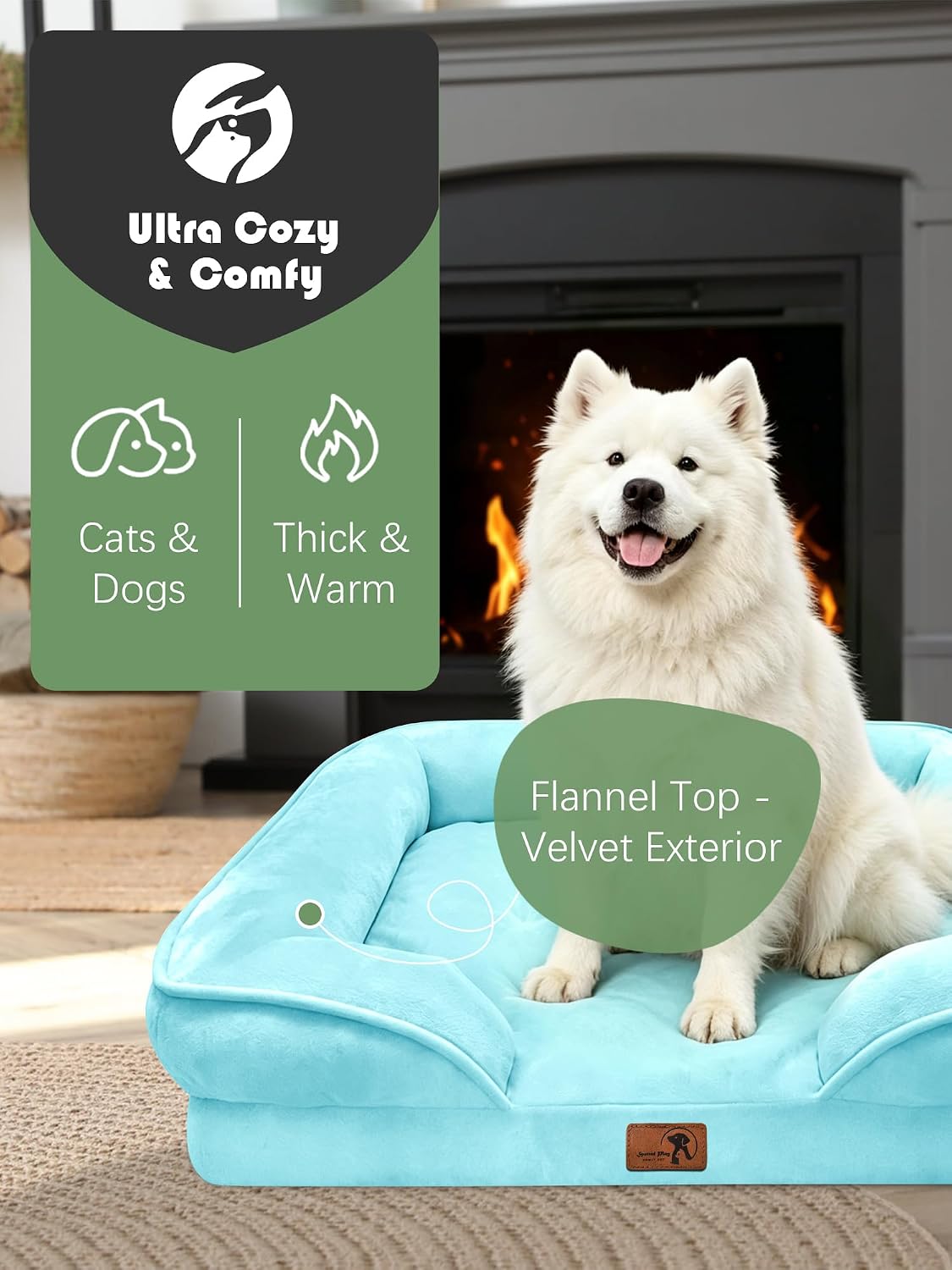 Orthopedic Dog Bed with Sides - Dog Sofa Beds for Medium Dogs, Supportive Foam Pet Couch Bed with Washable Removable Cover, Waterproof Lining and Non-Slip Bottom, Grey - M