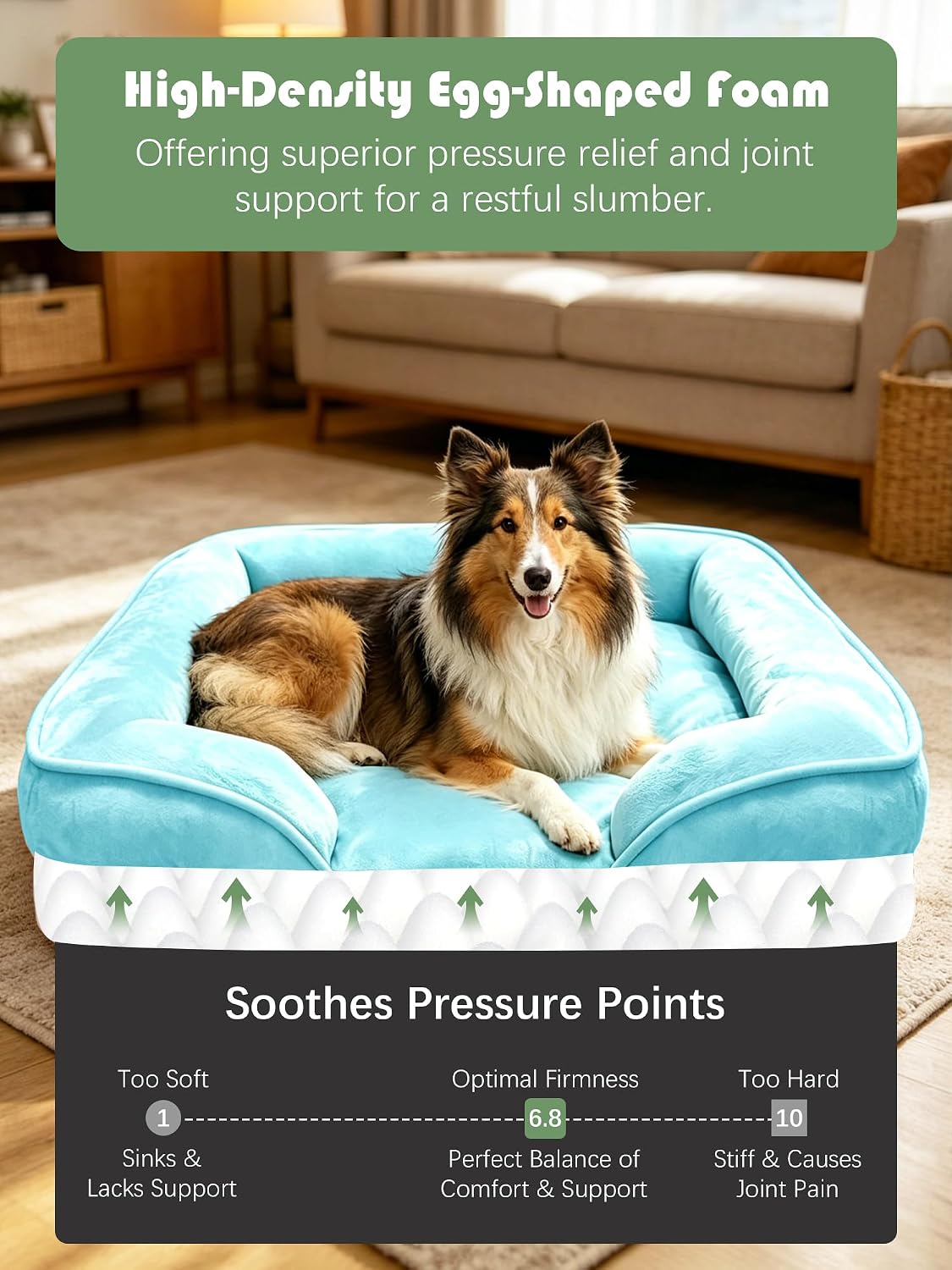 Orthopedic Dog Bed with Sides - Dog Sofa Beds for Medium Dogs, Supportive Foam Pet Couch Bed with Washable Removable Cover, Waterproof Lining and Non-Slip Bottom, Grey - M