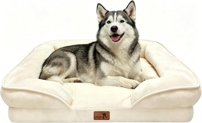 Orthopedic Dog Bed with Sides - Dog Sofa Beds for Medium Dogs, Supportive Foam Pet Couch Bed with Washable Removable Cover, Waterproof Lining and Non-Slip Bottom, Grey - M