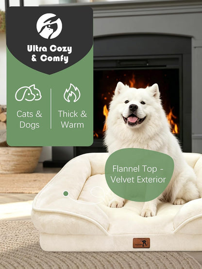 Orthopedic Dog Bed with Sides - Dog Sofa Beds for Medium Dogs, Supportive Foam Pet Couch Bed with Washable Removable Cover, Waterproof Lining and Non-Slip Bottom, Grey - M