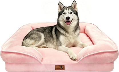 Orthopedic Dog Bed with Sides - Dog Sofa Beds for Medium Dogs, Supportive Foam Pet Couch Bed with Washable Removable Cover, Waterproof Lining and Non-Slip Bottom, Grey - M