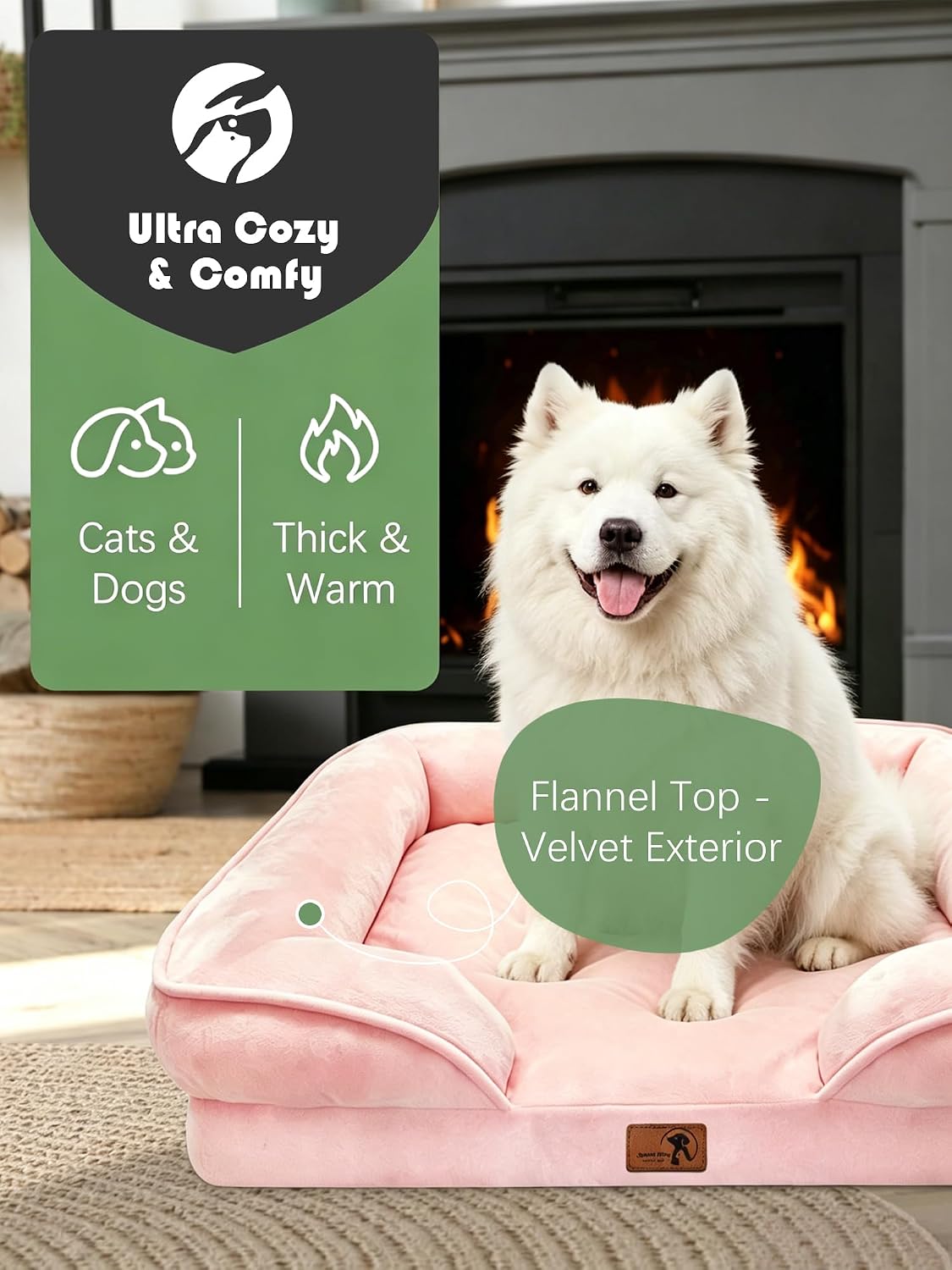 Orthopedic Dog Bed with Sides - Dog Sofa Beds for Medium Dogs, Supportive Foam Pet Couch Bed with Washable Removable Cover, Waterproof Lining and Non-Slip Bottom, Grey - M