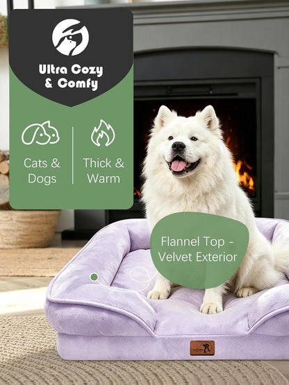 Orthopedic Dog Bed with Sides - Dog Sofa Beds for Medium Dogs, Supportive Foam Pet Couch Bed with Washable Removable Cover, Waterproof Lining and Non-Slip Bottom, Grey - M
