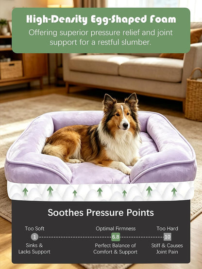 Orthopedic Dog Bed with Sides - Dog Sofa Beds for Medium Dogs, Supportive Foam Pet Couch Bed with Washable Removable Cover, Waterproof Lining and Non-Slip Bottom, Grey - M