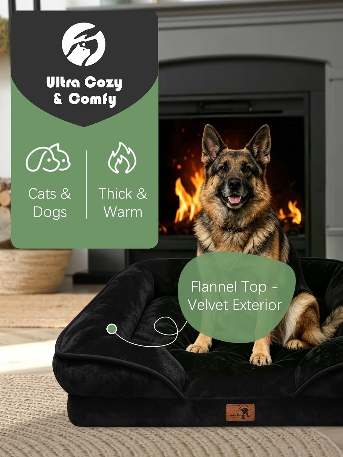 Orthopedic Dog Bed with Sides - Dog Sofa Beds for Medium Dogs, Supportive Foam Pet Couch Bed with Washable Removable Cover, Waterproof Lining and Non-Slip Bottom, Grey - M