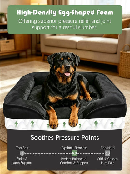 Orthopedic Dog Bed with Sides - Dog Sofa Beds for Medium Dogs, Supportive Foam Pet Couch Bed with Washable Removable Cover, Waterproof Lining and Non-Slip Bottom, Grey - M