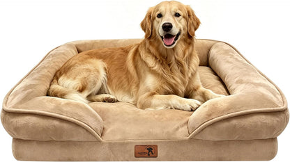 Orthopedic Dog Bed with Sides - Dog Sofa Beds for Medium Dogs, Supportive Foam Pet Couch Bed with Washable Removable Cover, Waterproof Lining and Non-Slip Bottom, Grey - M