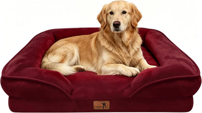 Orthopedic Dog Bed with Sides - Dog Sofa Beds for Medium Dogs, Supportive Foam Pet Couch Bed with Washable Removable Cover, Waterproof Lining and Non-Slip Bottom, Grey - M