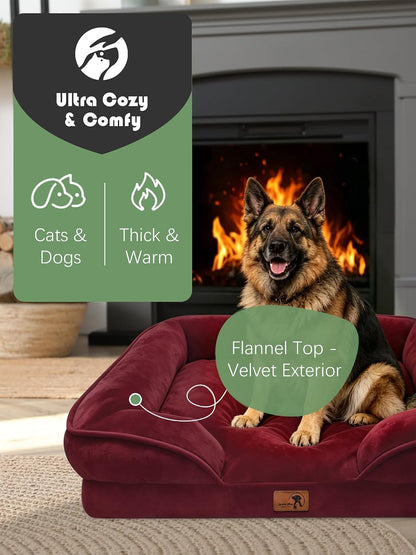 Orthopedic Dog Bed with Sides - Dog Sofa Beds for Medium Dogs, Supportive Foam Pet Couch Bed with Washable Removable Cover, Waterproof Lining and Non-Slip Bottom, Grey - M