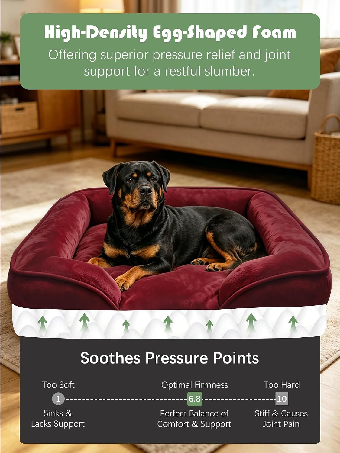 Orthopedic Dog Bed with Sides - Dog Sofa Beds for Medium Dogs, Supportive Foam Pet Couch Bed with Washable Removable Cover, Waterproof Lining and Non-Slip Bottom, Grey - M