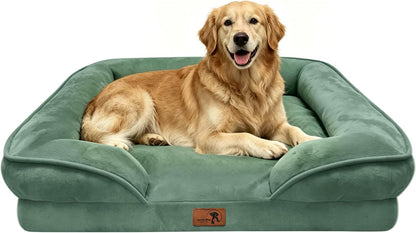 Orthopedic Dog Bed with Sides - Dog Sofa Beds for Medium Dogs, Supportive Foam Pet Couch Bed with Washable Removable Cover, Waterproof Lining and Non-Slip Bottom, Grey - M