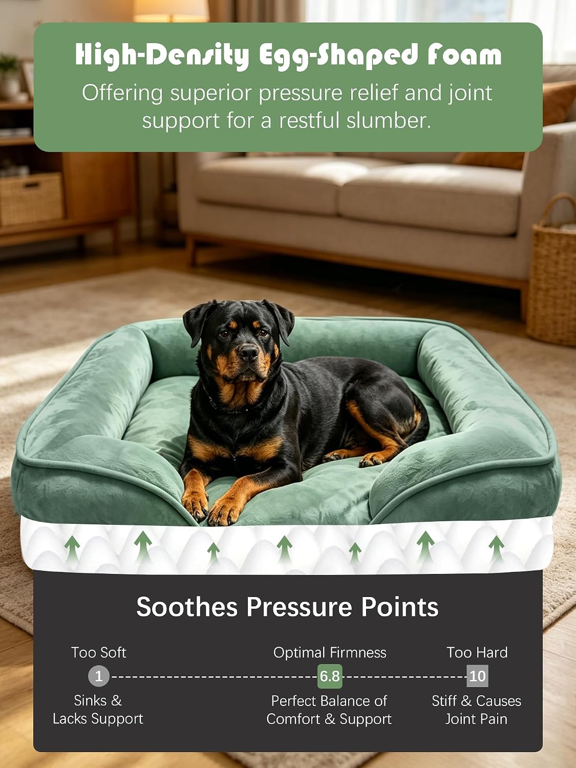 Orthopedic Dog Bed with Sides - Dog Sofa Beds for Medium Dogs, Supportive Foam Pet Couch Bed with Washable Removable Cover, Waterproof Lining and Non-Slip Bottom, Grey - M