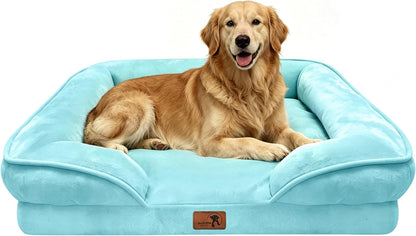 Orthopedic Dog Bed with Sides - Dog Sofa Beds for Medium Dogs, Supportive Foam Pet Couch Bed with Washable Removable Cover, Waterproof Lining and Non-Slip Bottom, Grey - M