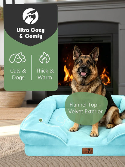 Orthopedic Dog Bed with Sides - Dog Sofa Beds for Medium Dogs, Supportive Foam Pet Couch Bed with Washable Removable Cover, Waterproof Lining and Non-Slip Bottom, Grey - M