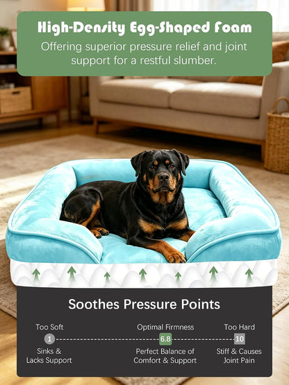 Orthopedic Dog Bed with Sides - Dog Sofa Beds for Medium Dogs, Supportive Foam Pet Couch Bed with Washable Removable Cover, Waterproof Lining and Non-Slip Bottom, Grey - M