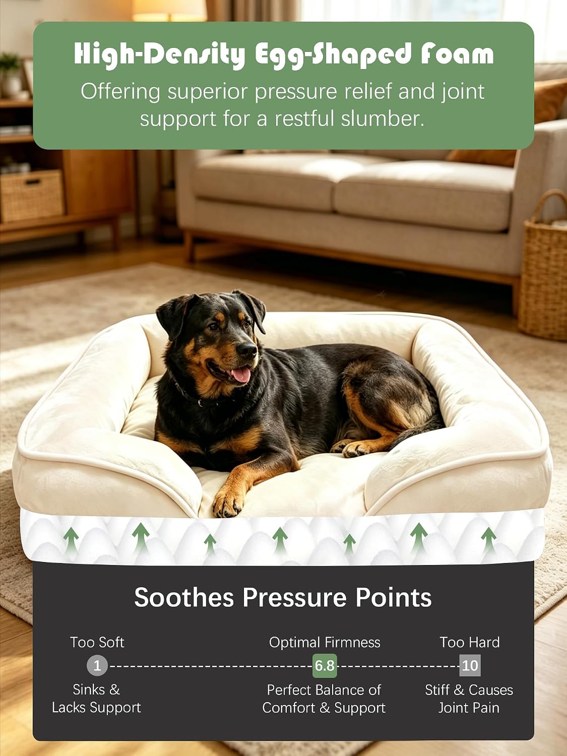 Orthopedic Dog Bed with Sides - Dog Sofa Beds for Medium Dogs, Supportive Foam Pet Couch Bed with Washable Removable Cover, Waterproof Lining and Non-Slip Bottom, Grey - M
