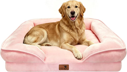 Orthopedic Dog Bed with Sides - Dog Sofa Beds for Medium Dogs, Supportive Foam Pet Couch Bed with Washable Removable Cover, Waterproof Lining and Non-Slip Bottom, Grey - M